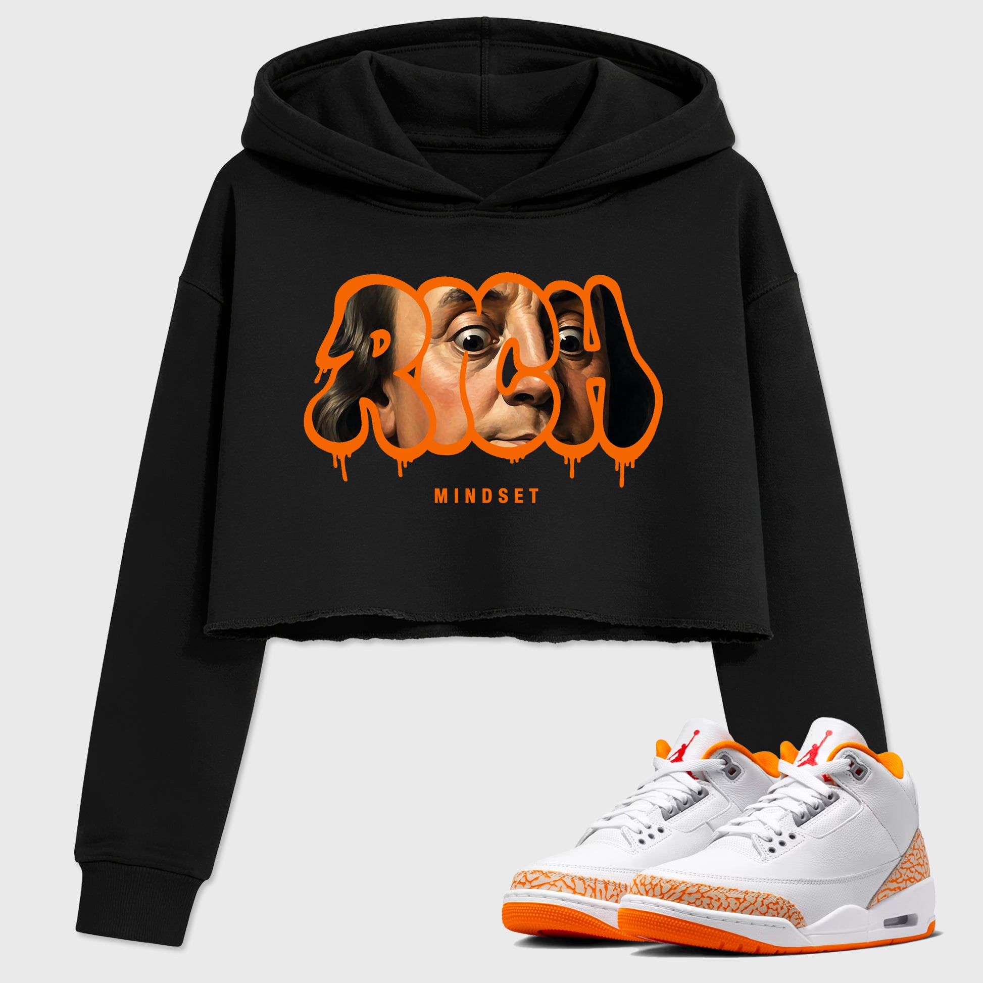 Sneaker match tees – Sneaker Tees To Match Air Jordan 3 Orange Citrus Shoes – Rich Mindset Crop T-Shirt Black 1