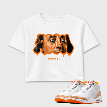Sneaker match tees – Sneaker Tees To Match Air Jordan 3 Orange Citrus Shoes – Rich Mindset Crop T-Shirt White 1