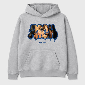 Rich Mindset Graphic T-Shirt sneaker match tee designed for the Air Jordan 3 True Blue, featuring coordinated color options for a perfect streetwear match. Heather Grey 2 shirt.