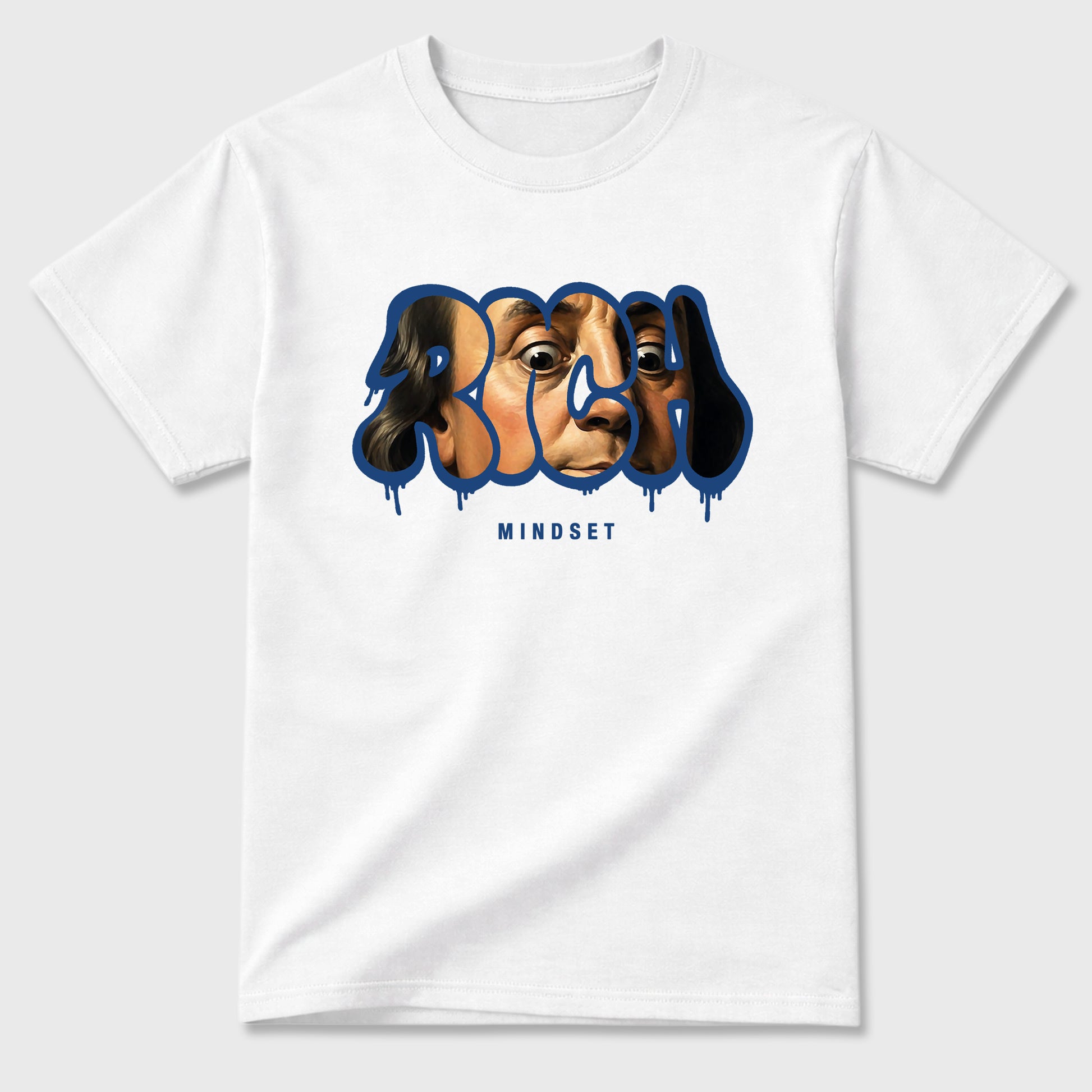 Rich Mindset Graphic T-Shirt sneaker match tee designed for the Air Jordan 3 True Blue, featuring coordinated color options for a perfect streetwear match. White 2 shirt.