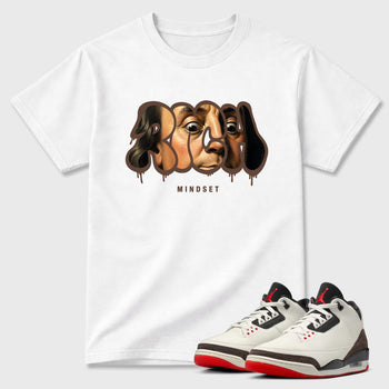 Rich Mindset Graphic T-Shirt sneaker match tee designed for the Air Jordan 3 World's Best Dad, featuring coordinated color options for a perfect streetwear match. White 1 shirt.