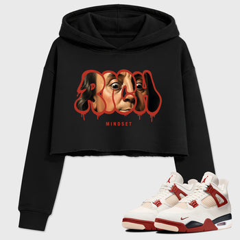 Sneaker match tees – Sneaker Tees To Match Air Jordan 4 Brick After Brick Shoes – Rich Mindset Crop T-Shirt Black 1