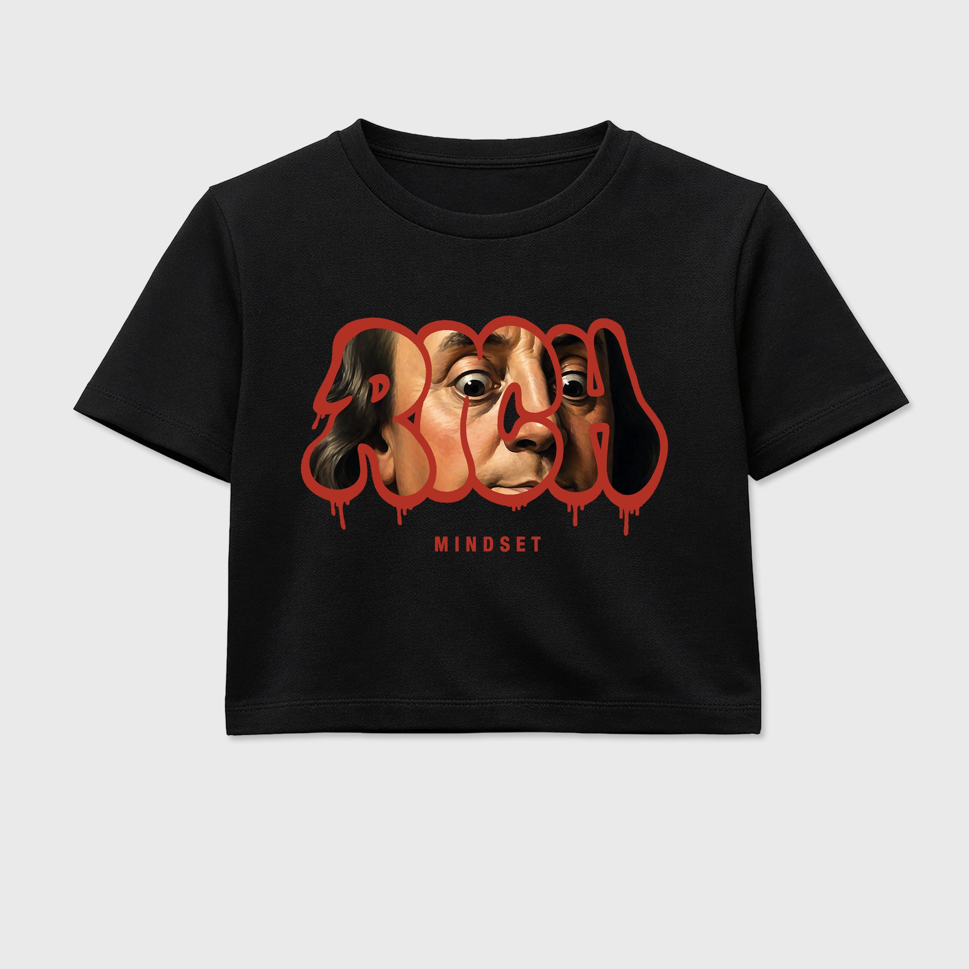 Sneaker match tees – Sneaker Tees To Match Air Jordan 4 Brick After Brick Shoes – Rich Mindset Crop T-Shirt Black 2