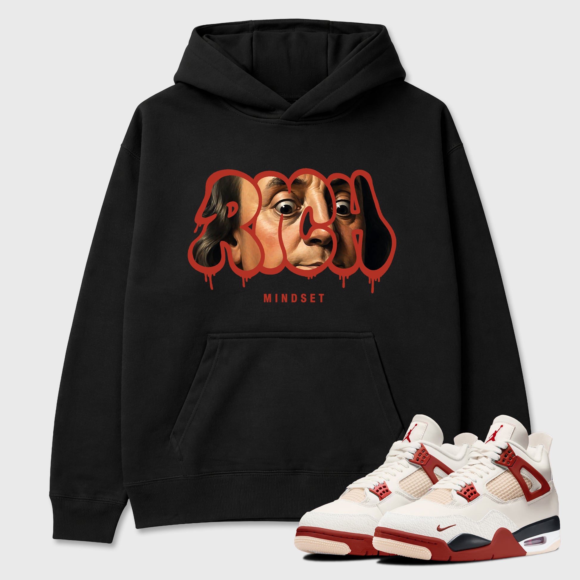 Sneaker match tees – Sneaker Tees To Match Air Jordan 4 Brick After Brick Shoes – Rich Mindset Tee Black 1