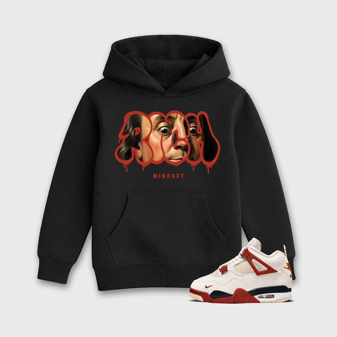 Sneaker match tees – Sneaker Tees To Match Air Jordan 4 Brick After Brick Shoes – Rich Mindset Kids T-Shirt Black 1