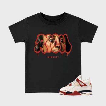Sneaker match tees – Sneaker Tees To Match Air Jordan 4 Brick After Brick Shoes – Rich Mindset Kids T-Shirt Black 1
