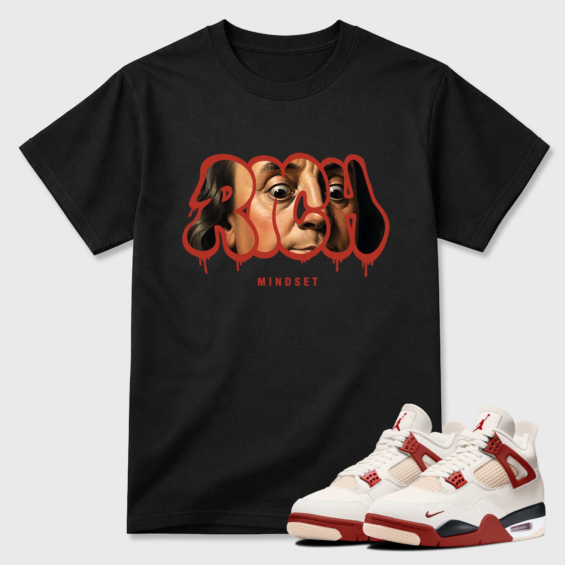 Sneaker match tees – Sneaker Tees To Match Air Jordan 4 Brick After Brick Shoes – Rich Mindset Tee Black 1
