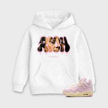 Sneaker match tees – Sneaker Tees To Match Air Jordan 4 Iced Carmine Shoes – Rich Mindset Kids T-Shirt White 1