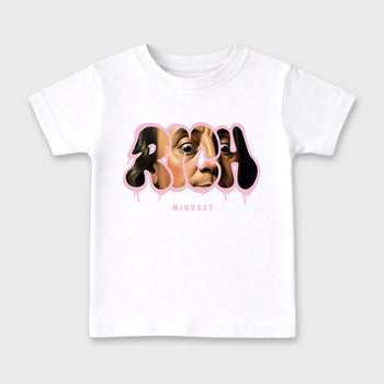 Sneaker match tees – Sneaker Tees To Match Air Jordan 4 Iced Carmine Shoes – Rich Mindset Kids T-Shirt White 2