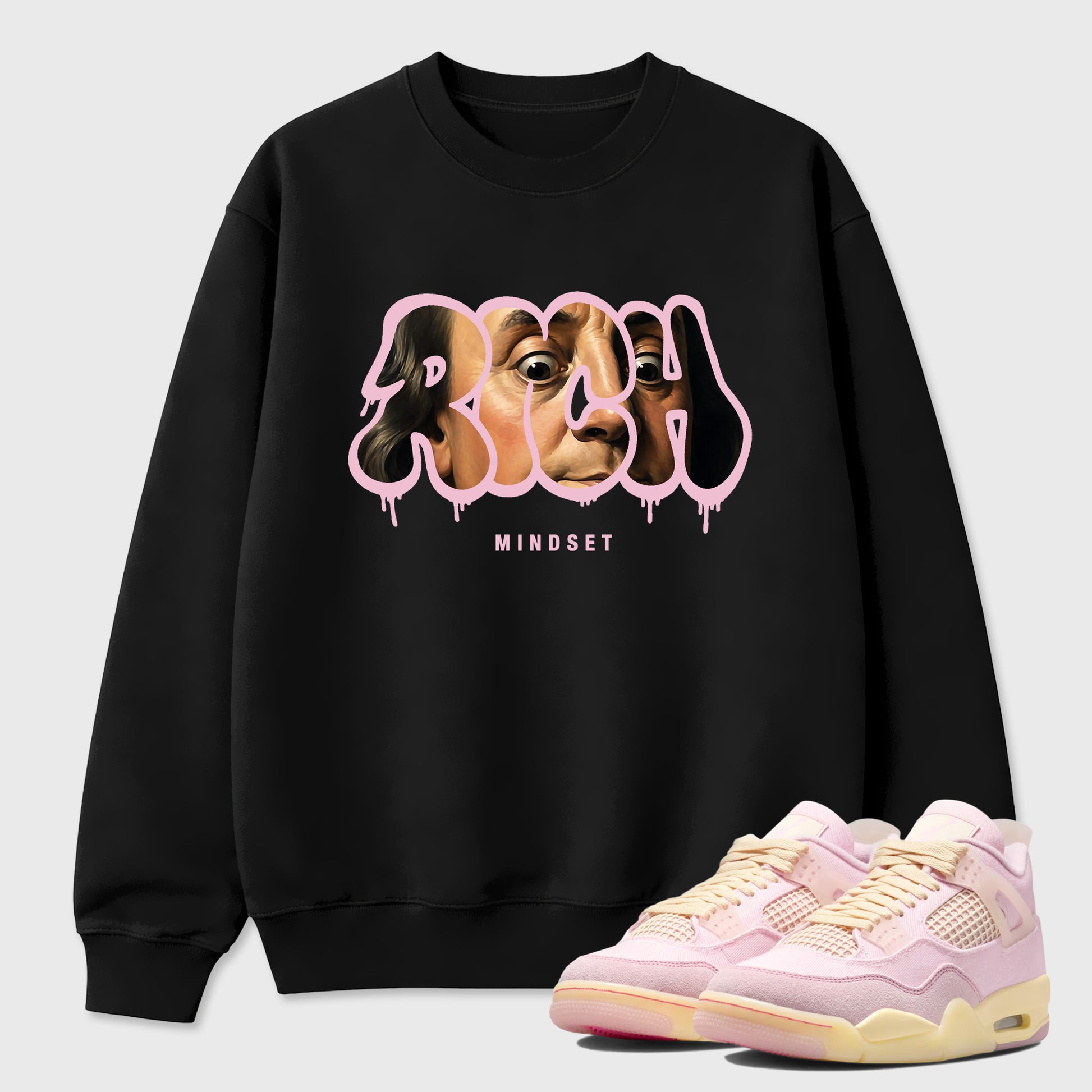 Sneaker match tees – Sneaker Tees To Match Air Jordan 4 Iced Carmine Shoes – Rich Mindset Tee Black 1