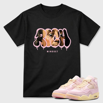 Sneaker match tees – Sneaker Tees To Match Air Jordan 4 Iced Carmine Shoes – Rich Mindset Tee Black 1