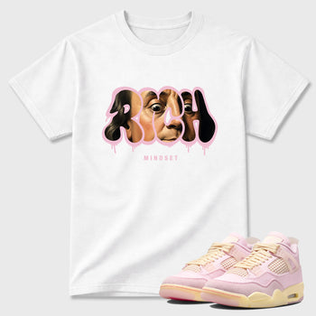 Sneaker match tees – Sneaker Tees To Match Air Jordan 4 Iced Carmine Shoes – Rich Mindset Tee White 1