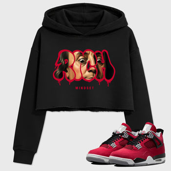 Sneaker match tees – Sneaker Tees To Match Air Jordan 4 Toro Bravo Shoes – Rich Mindset Crop T-Shirt Black 1