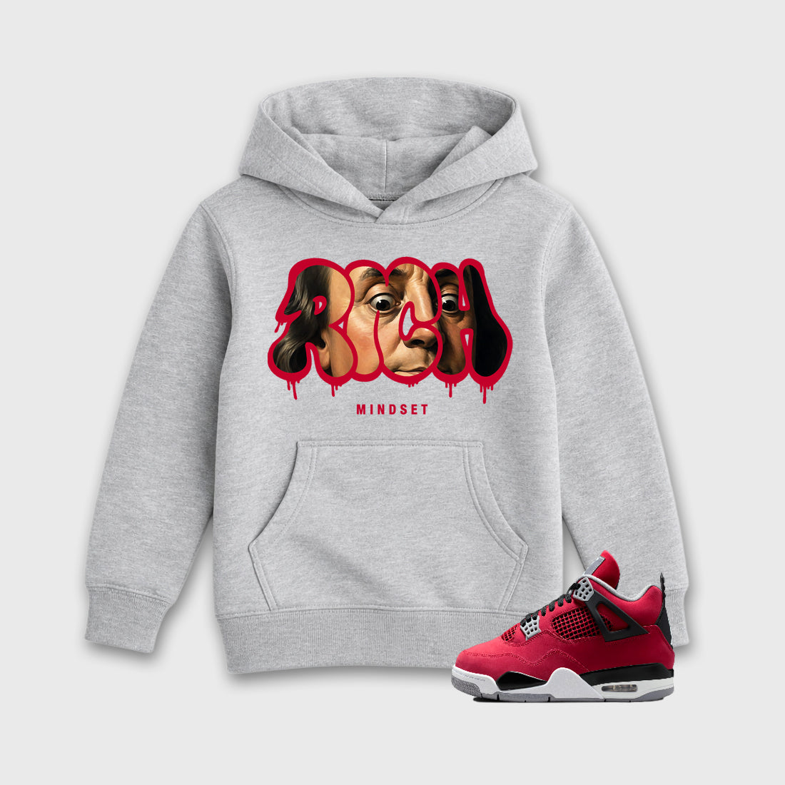 Sneaker match tees – Sneaker Tees To Match Air Jordan 4 Toro Bravo Shoes – Rich Mindset Kids T-Shirt Heather Grey 1