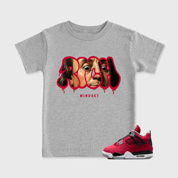 Sneaker match tees – Sneaker Tees To Match Air Jordan 4 Toro Bravo Shoes – Rich Mindset Kids T-Shirt Heather Grey 1