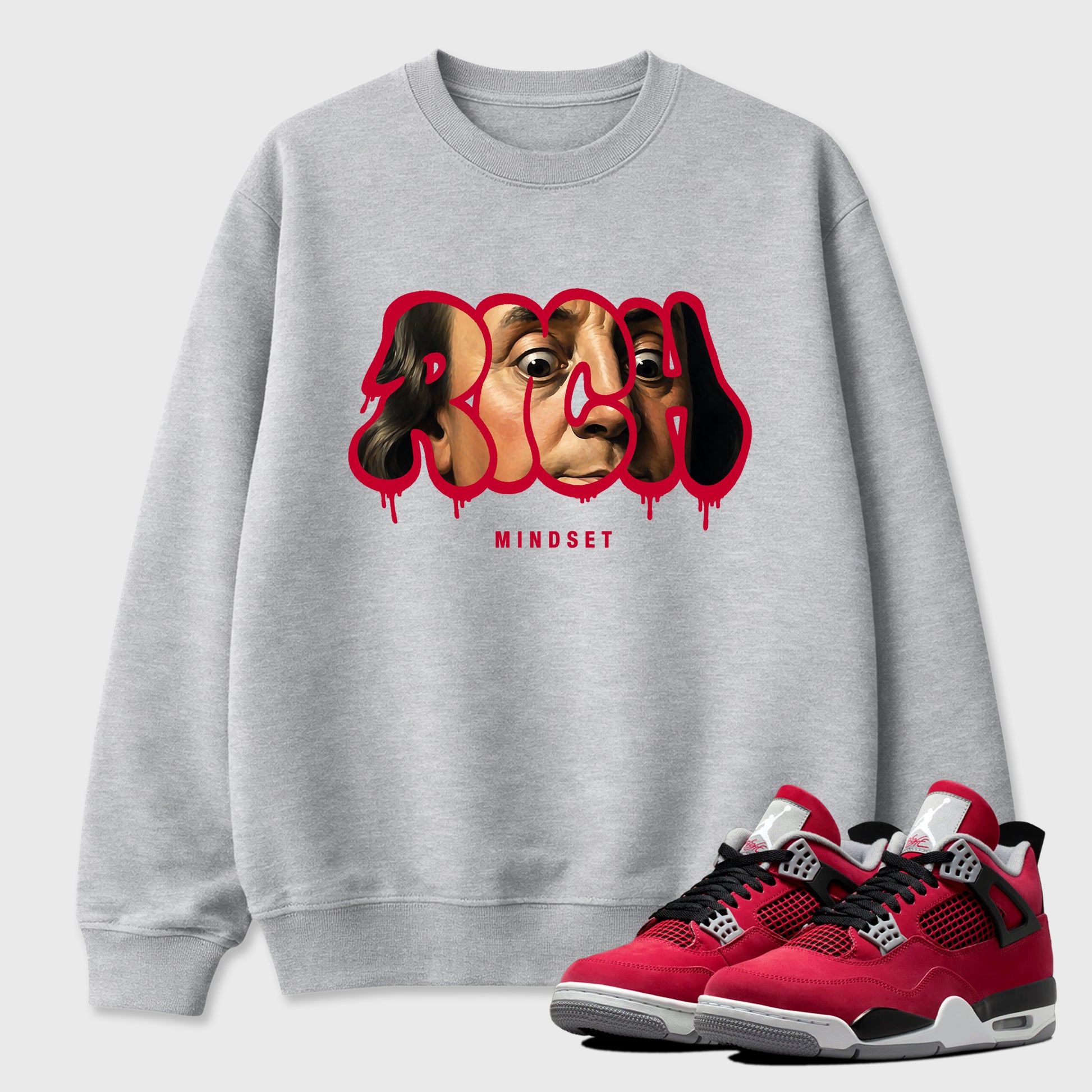 Sneaker match tees – Sneaker Tees To Match Air Jordan 4 Toro Bravo Shoes – Rich Mindset Tee Heather Grey 1