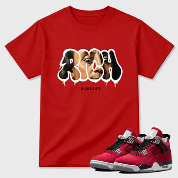 Sneaker match tees – Sneaker Tees To Match Air Jordan 4 Toro Bravo Shoes – Rich Mindset Tee Red 1
