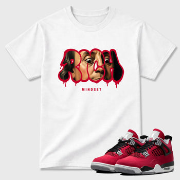 Sneaker match tees – Sneaker Tees To Match Air Jordan 4 Toro Bravo Shoes – Rich Mindset Tee White 1