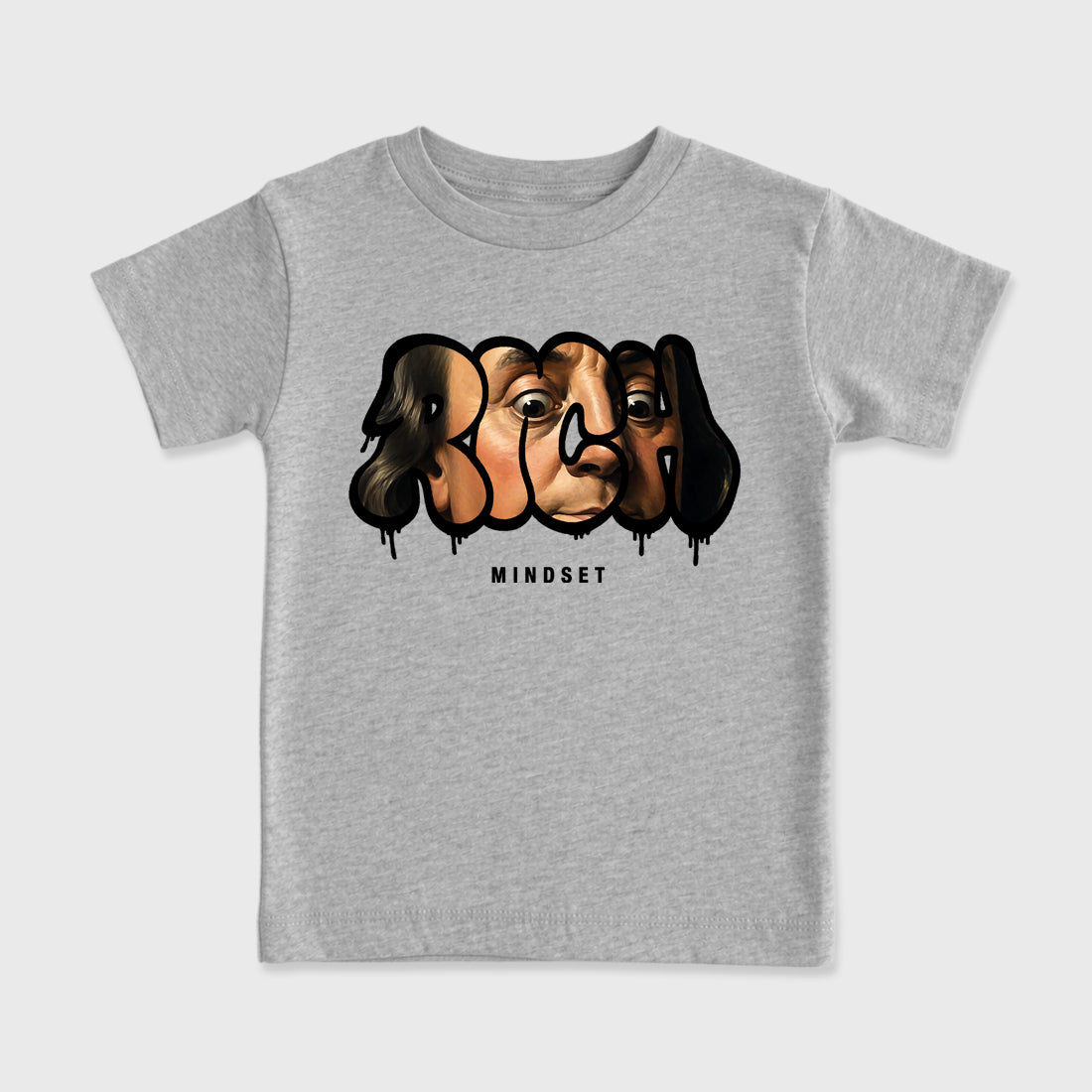 Sneaker match tees – Sneaker Tees To Match Air Jordan 6 Cap and Gown Shoes – Rich Mindset Kids T-Shirt Heather Grey 2