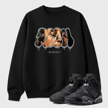 Sneaker match tees – Sneaker Tees To Match Air Jordan 6 Cap and Gown Shoes – Rich Mindset Tee Black 1