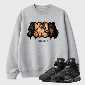 Sneaker match tees – Sneaker Tees To Match Air Jordan 6 Cap and Gown Shoes – Rich Mindset Tee Heather Grey 1