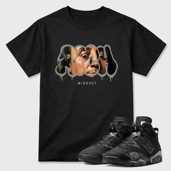 Sneaker match tees – Sneaker Tees To Match Air Jordan 6 Cap and Gown Shoes – Rich Mindset Tee Black 1