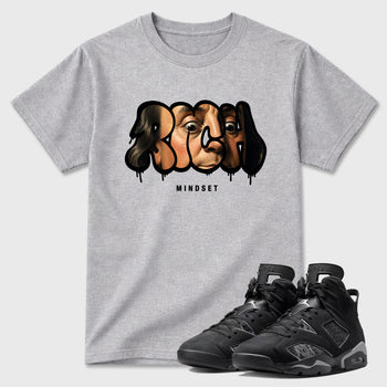 Sneaker match tees – Sneaker Tees To Match Air Jordan 6 Cap and Gown Shoes – Rich Mindset Tee Heather Grey 1