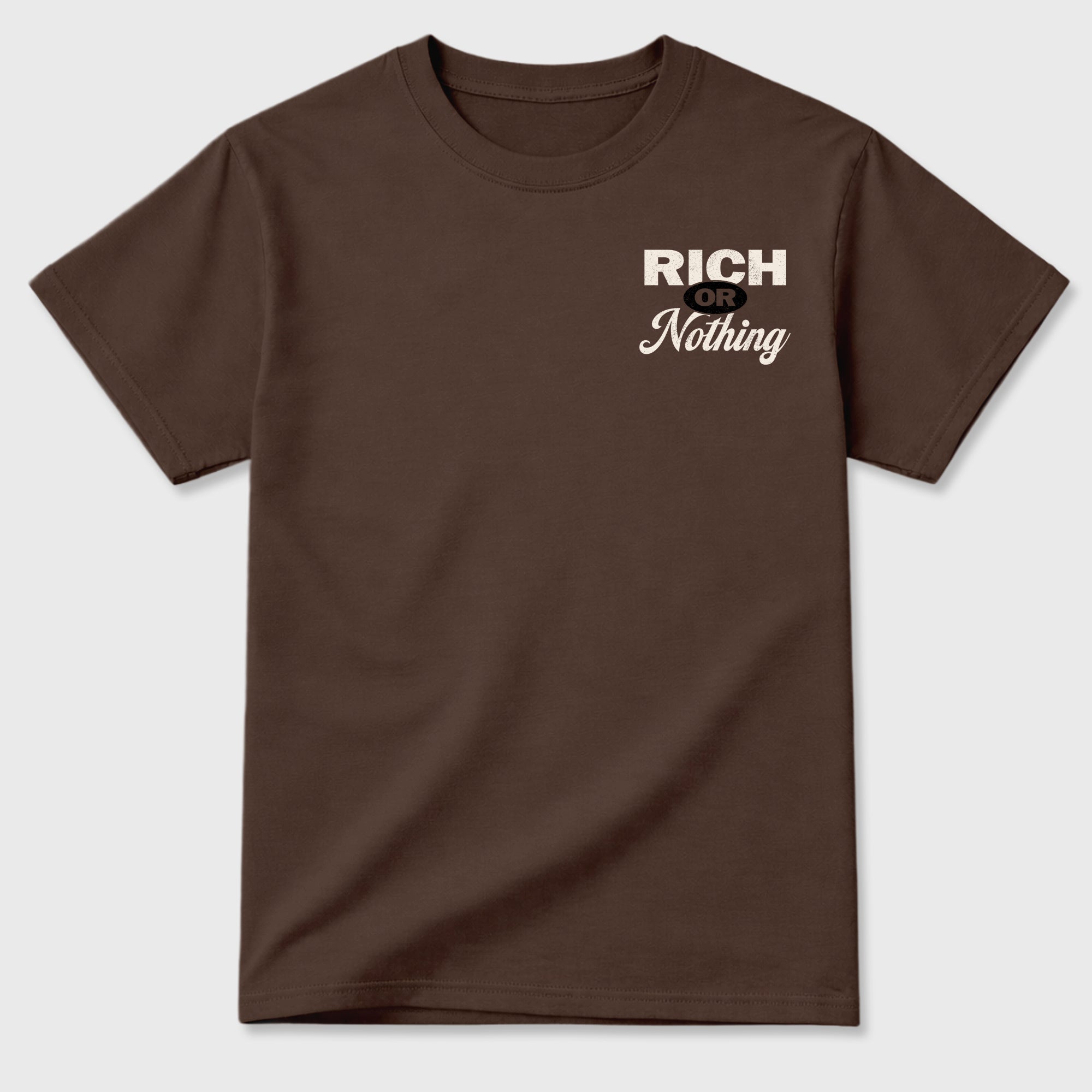 Rich Or Nothing double side graphic tee styled to complete your fit with the AJ3 World's Best Dad, shown in Dark Chocolate.