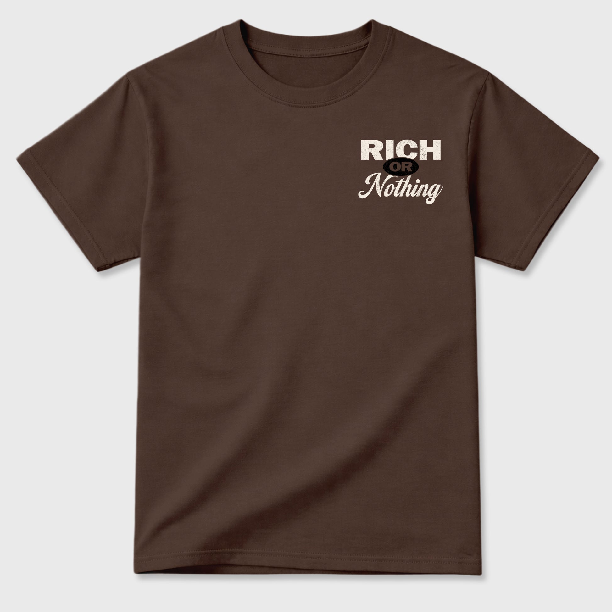 Rich Or Nothing double side graphic tee styled to complete your fit with the AJ3 World's Best Dad, shown in Dark Chocolate.