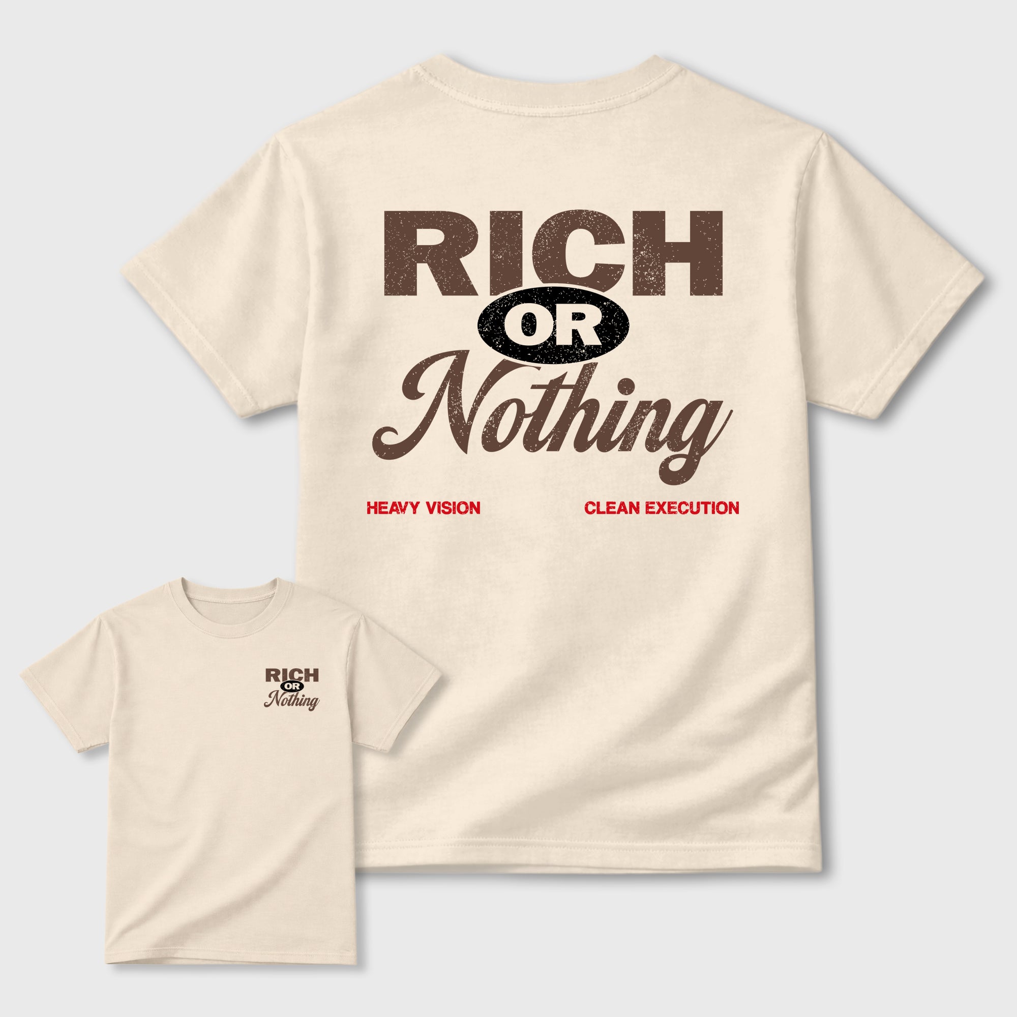 Rich Or Nothing double side graphic tee styled to complete your fit with the AJ3 World's Best Dad, shown in Natural.