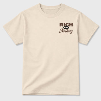Rich Or Nothing double side graphic tee styled to complete your fit with the AJ3 World's Best Dad, shown in Natural.