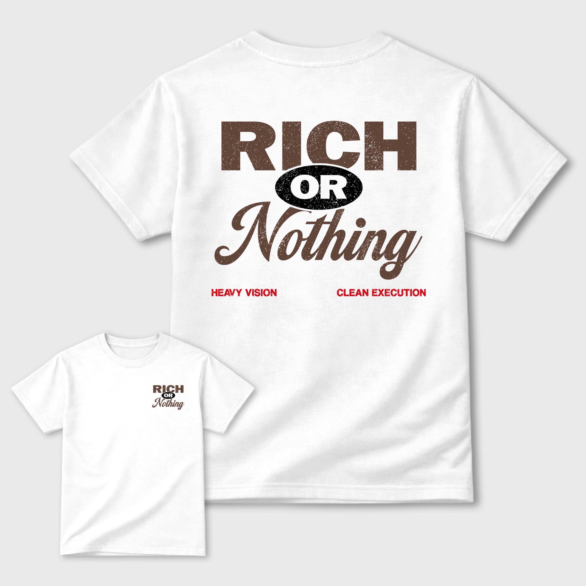 Rich Or Nothing double side graphic tee styled to complete your fit with the AJ3 World's Best Dad, shown in White.