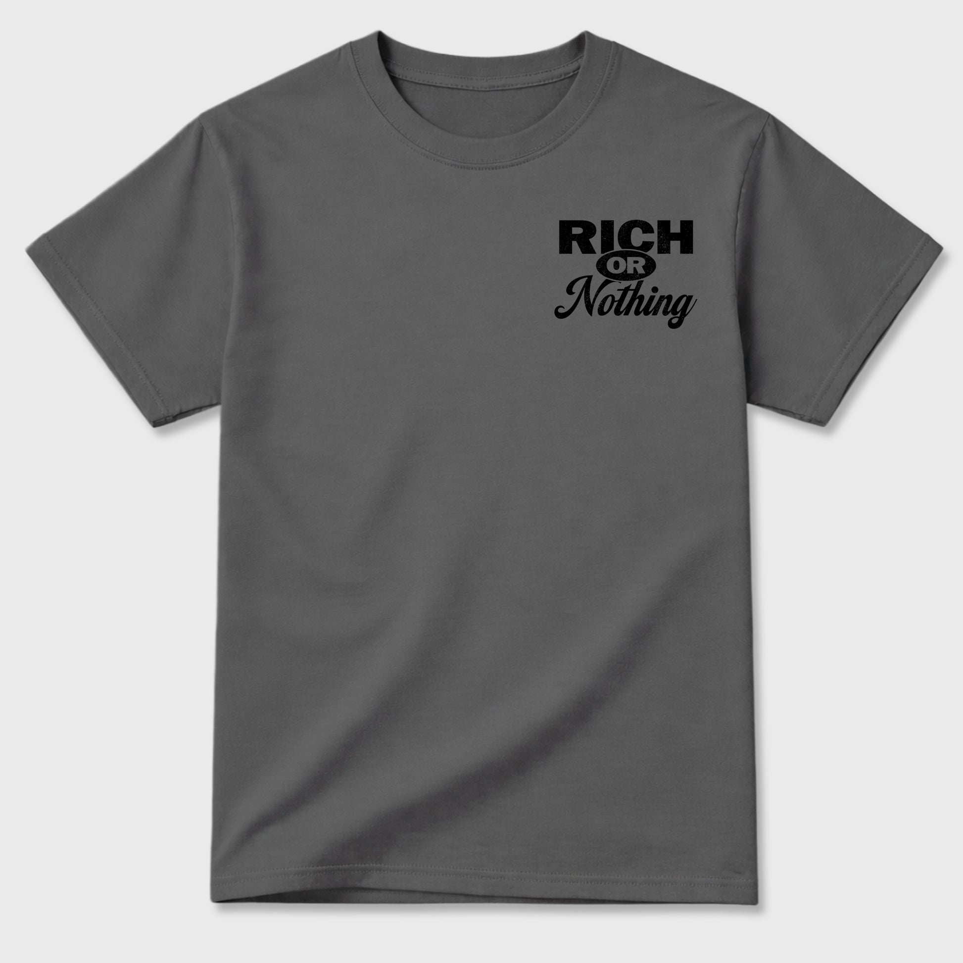 Rich Or Nothing graphic t-shirt styled to complete your sneaker outfit with the 6s Cap&Gown, shown in Cool Grey.