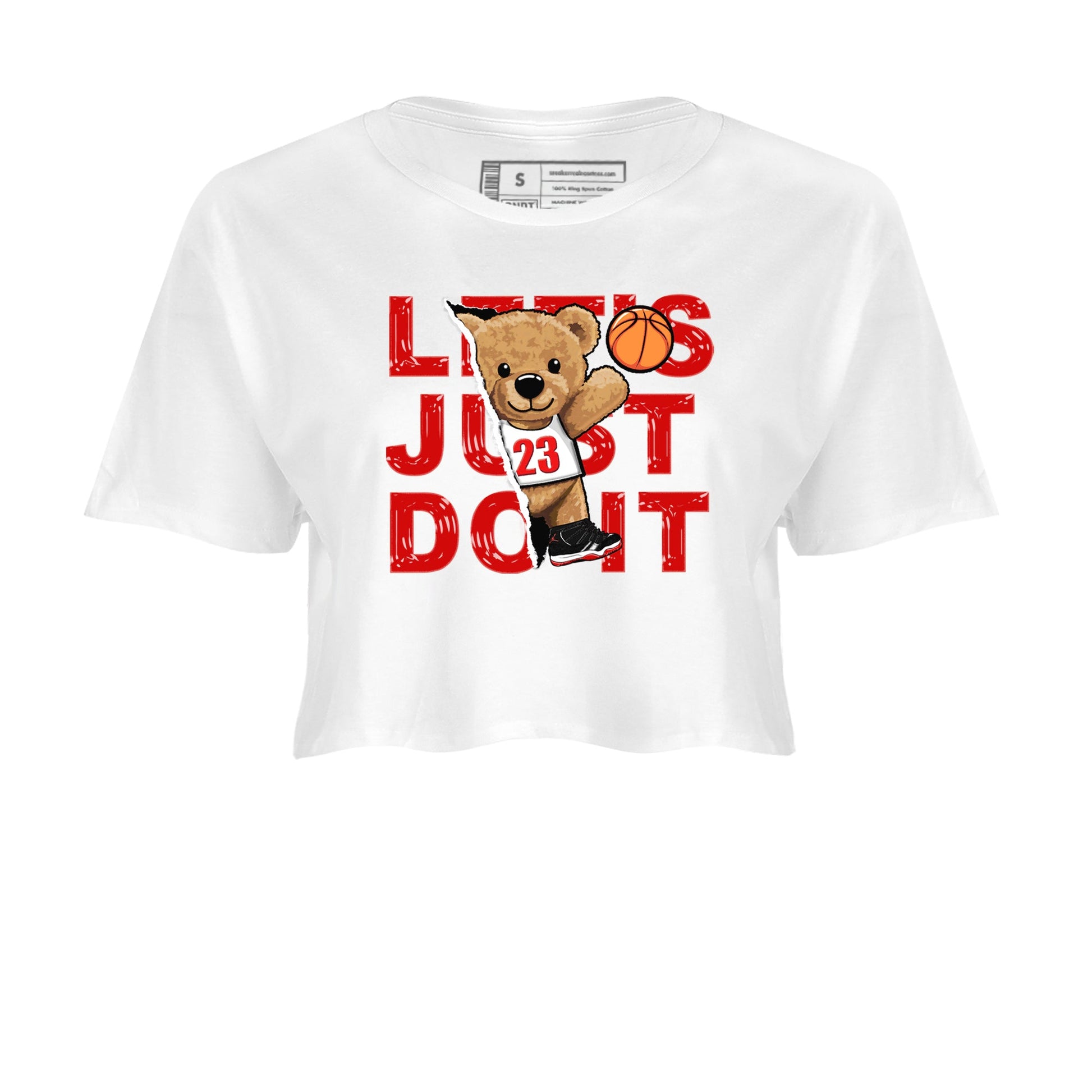 11s Bred Velvet shirts to match jordans Rip Out Bear sneaker match tees Air Jordan 11 Retro Bred Velvet match shoes to clothes SNRT Sneaker Tees unisex cotton White 2 crop tee