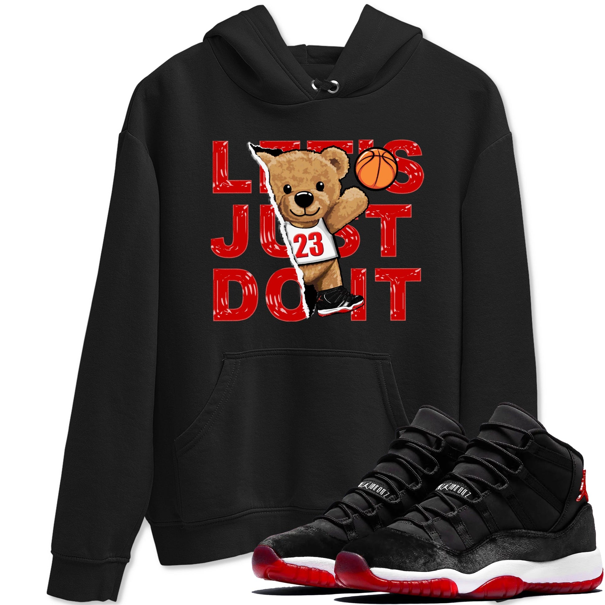 11s Bred Velvet shirts to match jordans Rip Out Bear sneaker match tees Air Jordan 11 Retro Bred Velvet match shoes to clothes SNRT Sneaker Tees unisex cotton Black 1 shirts
