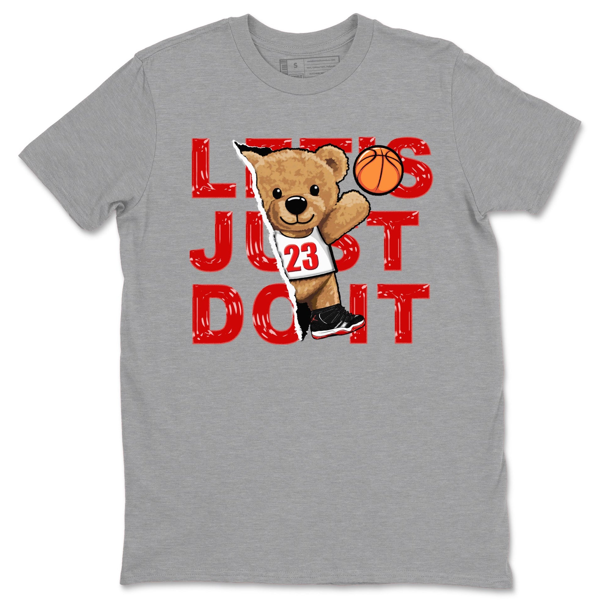 11s Bred Velvet shirts to match jordans Rip Out Bear sneaker match tees Air Jordan 11 Retro Bred Velvet match shoes to clothes SNRT Sneaker Tees unisex cotton Heather Grey 2 shirts