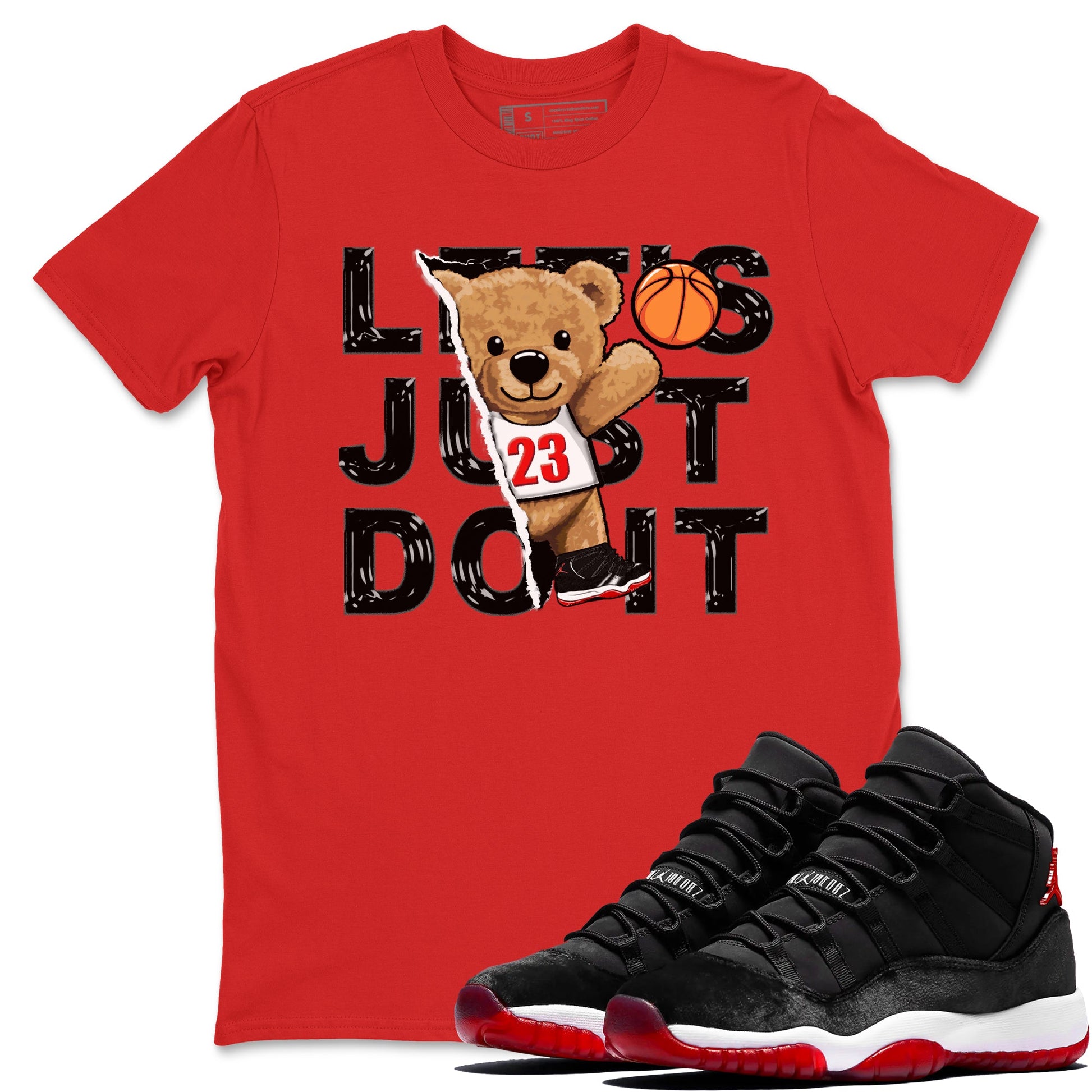11s Bred Velvet shirts to match jordans Rip Out Bear sneaker match tees Air Jordan 11 Retro Bred Velvet match shoes to clothes SNRT Sneaker Tees unisex cotton Red 1 shirts