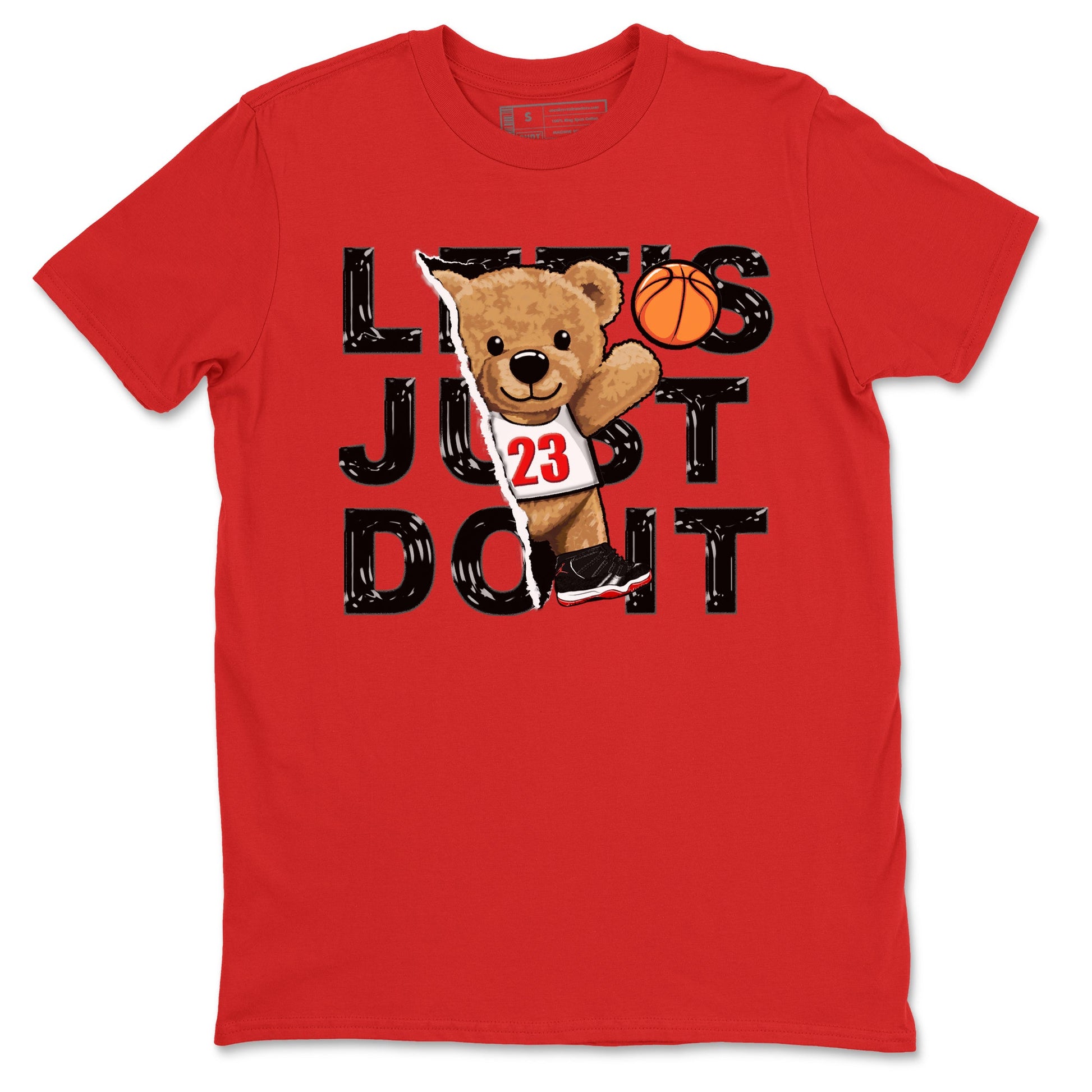 11s Bred Velvet shirts to match jordans Rip Out Bear sneaker match tees Air Jordan 11 Retro Bred Velvet match shoes to clothes SNRT Sneaker Tees unisex cotton Red 2 shirts
