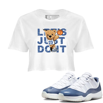 11s Diffused Blue shirts to match jordans Rip Out Bear sneaker match tees Air Jordan 11 Diffused Blue SNRT Sneaker Release Tees unisex cotton White 1 Crop Shirts