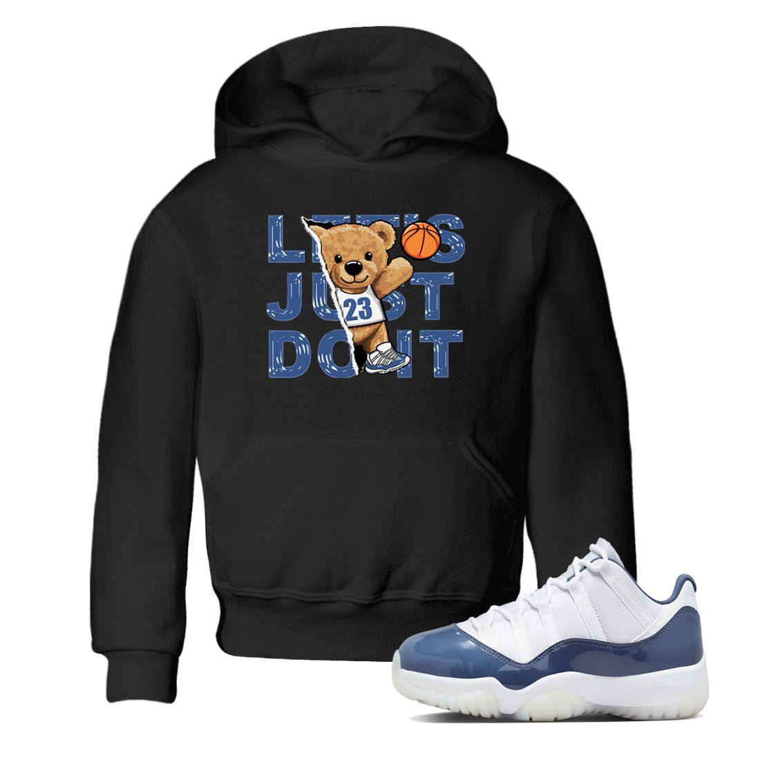 11s Diffused Blue shirts to match jordans Rip Out Bear sneaker match tees Air Jordan 11 Diffused Blue SNRT Sneaker Release Tees Youth Baby Black 1 crew neck shirts