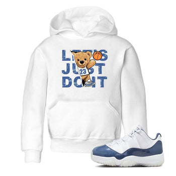11s Diffused Blue shirts to match jordans Rip Out Bear sneaker match tees Air Jordan 11 Diffused Blue SNRT Sneaker Release Tees Youth Baby White 1 crew neck shirts