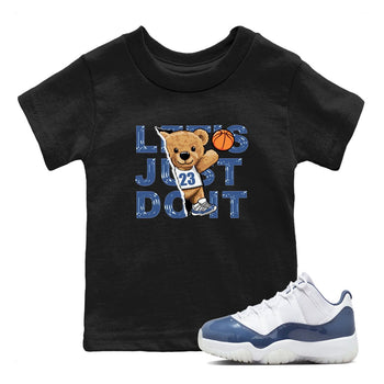 11s Diffused Blue shirts to match jordans Rip Out Bear sneaker match tees Air Jordan 11 Diffused Blue SNRT Sneaker Release Tees Youth Baby Black 1 crew neck shirts