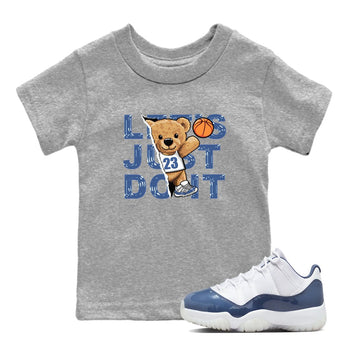 11s Diffused Blue shirts to match jordans Rip Out Bear sneaker match tees Air Jordan 11 Diffused Blue SNRT Sneaker Release Tees Youth Baby Heather Grey 1 crew neck shirts