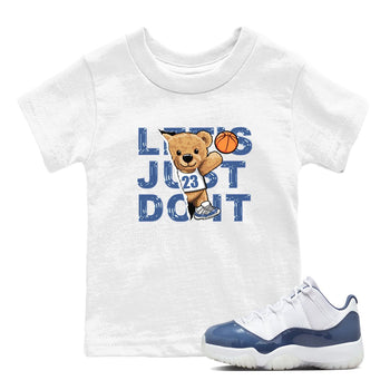 11s Diffused Blue shirts to match jordans Rip Out Bear sneaker match tees Air Jordan 11 Diffused Blue SNRT Sneaker Release Tees Youth Baby White 1 crew neck shirts
