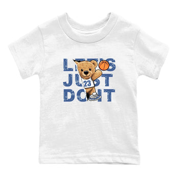 11s Diffused Blue shirts to match jordans Rip Out Bear sneaker match tees Air Jordan 11 Diffused Blue SNRT Sneaker Release Tees Youth Baby White 2 crew neck shirts