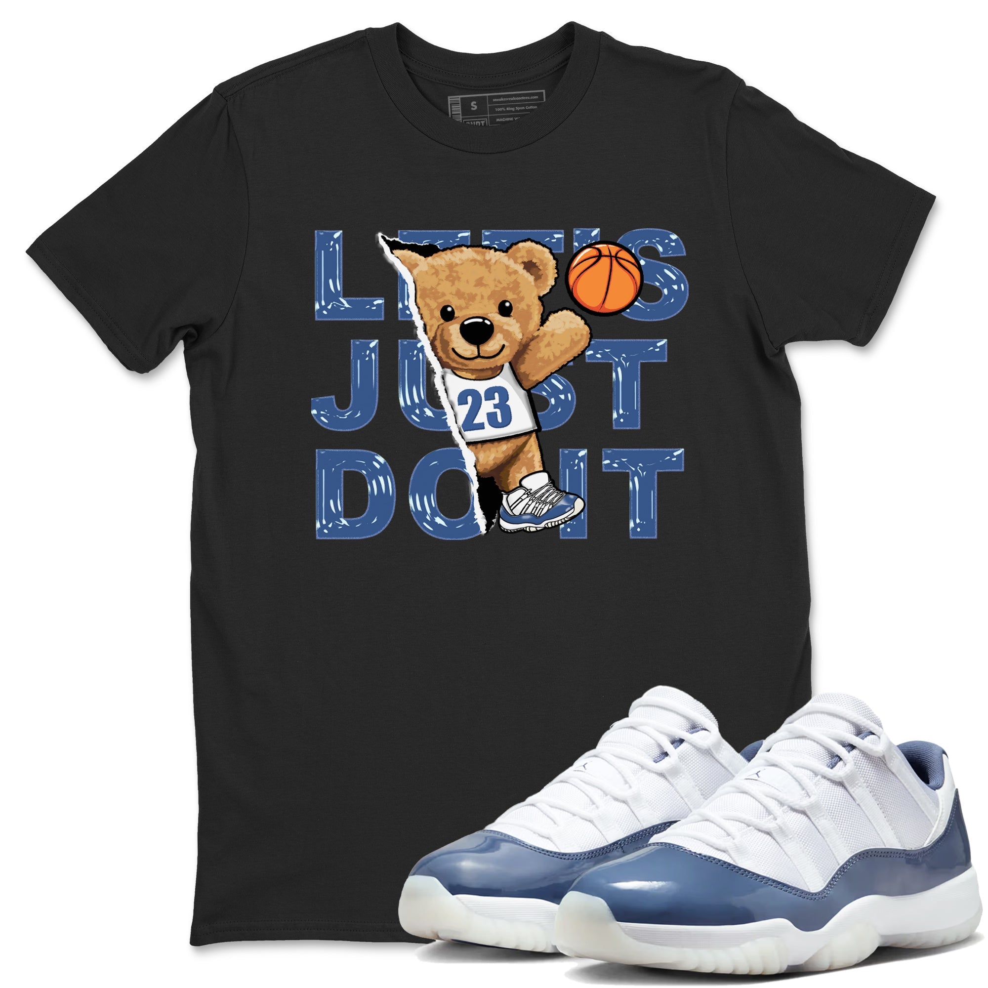 11s Diffused Blue shirts to match jordans Rip Out Bear sneaker match tees Air Jordan 11 Diffused Blue SNRT Sneaker Release Tees unisex cotton Black 1 crew neck shirts