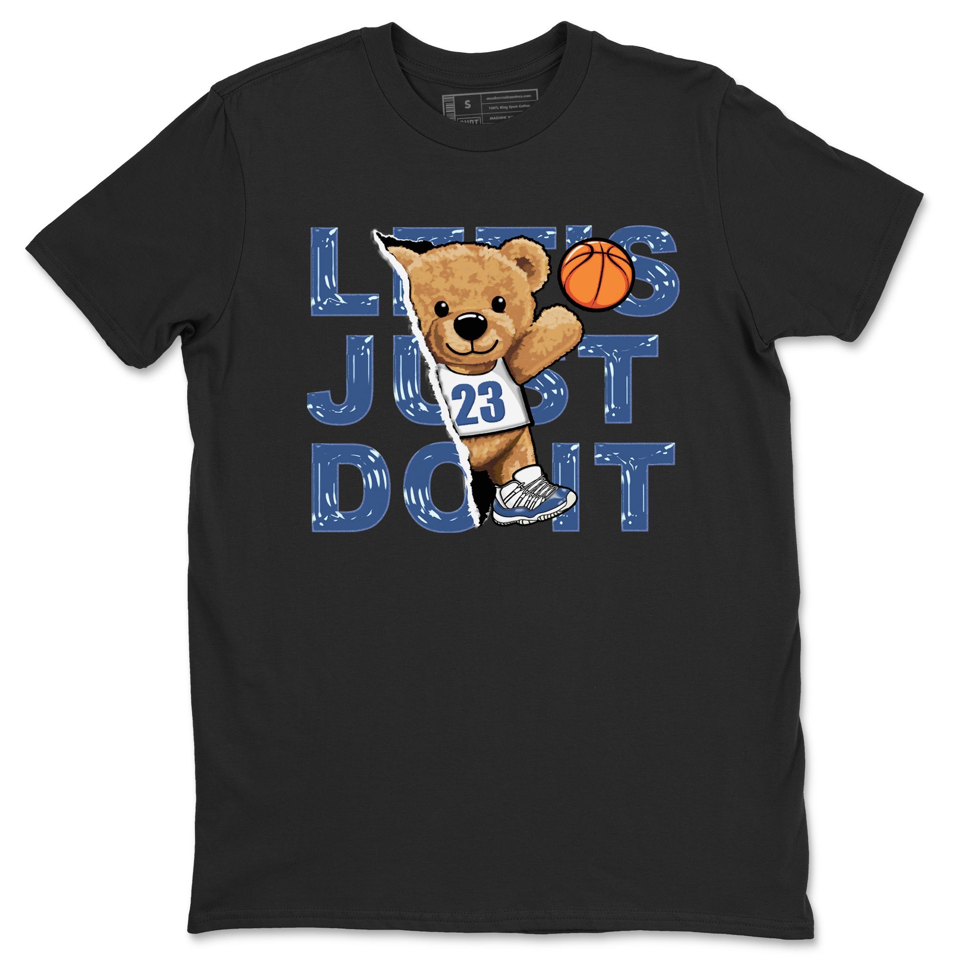 11s Diffused Blue shirts to match jordans Rip Out Bear sneaker match tees Air Jordan 11 Diffused Blue SNRT Sneaker Release Tees unisex cotton Black 2 crew neck shirts