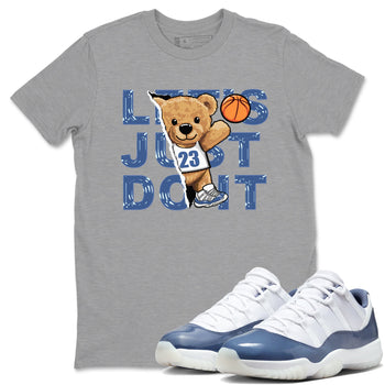 11s Diffused Blue shirts to match jordans Rip Out Bear sneaker match tees Air Jordan 11 Diffused Blue SNRT Sneaker Release Tees unisex cotton Heather Grey 1 crew neck shirts