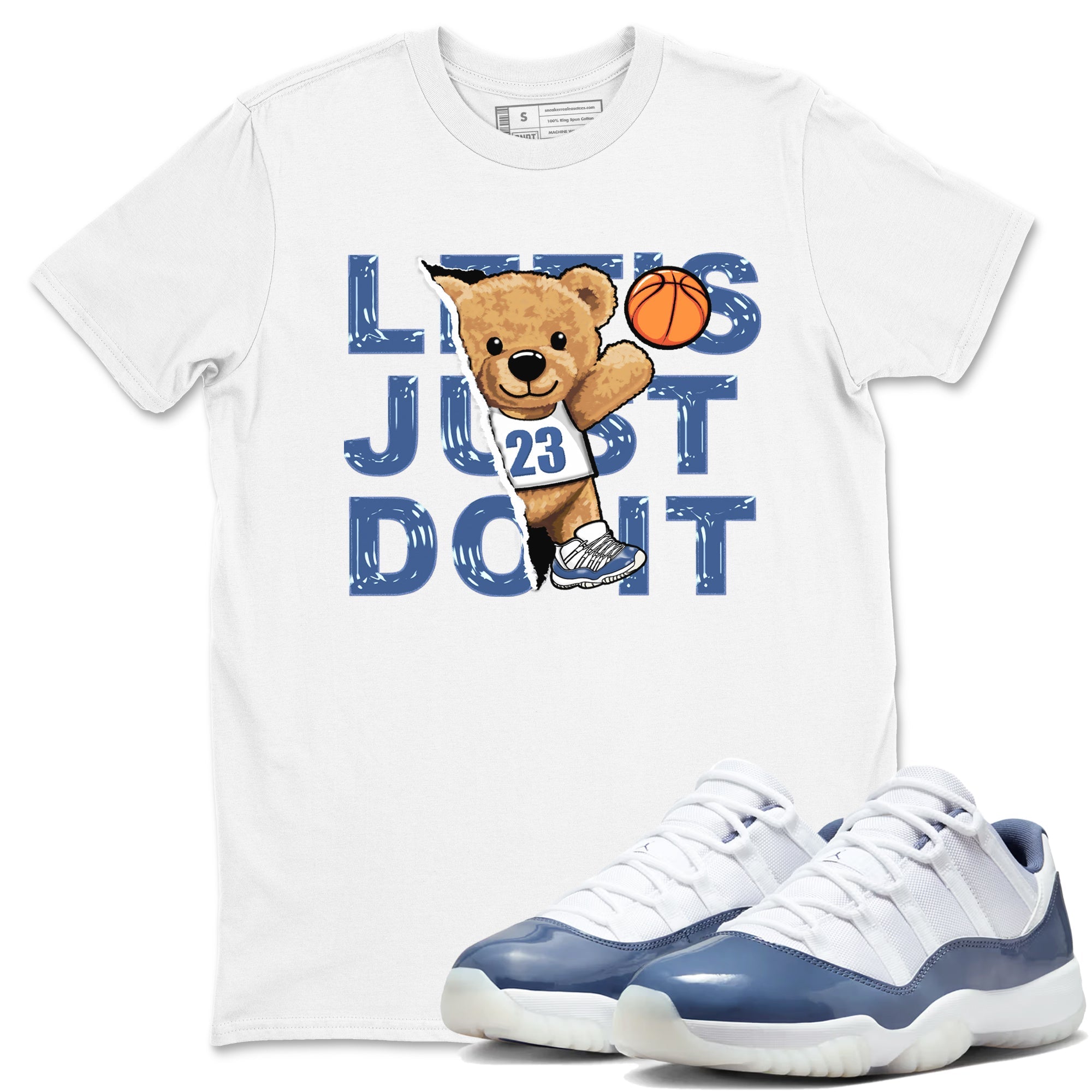 11s Diffused Blue shirts to match jordans Rip Out Bear sneaker match tees Air Jordan 11 Diffused Blue SNRT Sneaker Release Tees unisex cotton White 1 crew neck shirts