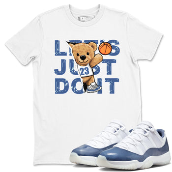 11s Diffused Blue shirts to match jordans Rip Out Bear sneaker match tees Air Jordan 11 Diffused Blue SNRT Sneaker Release Tees unisex cotton White 1 crew neck shirts
